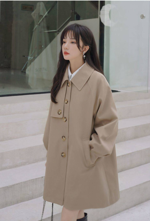 Women's Khaki Lantern Sleeve Windbreaker Jacket Image 5