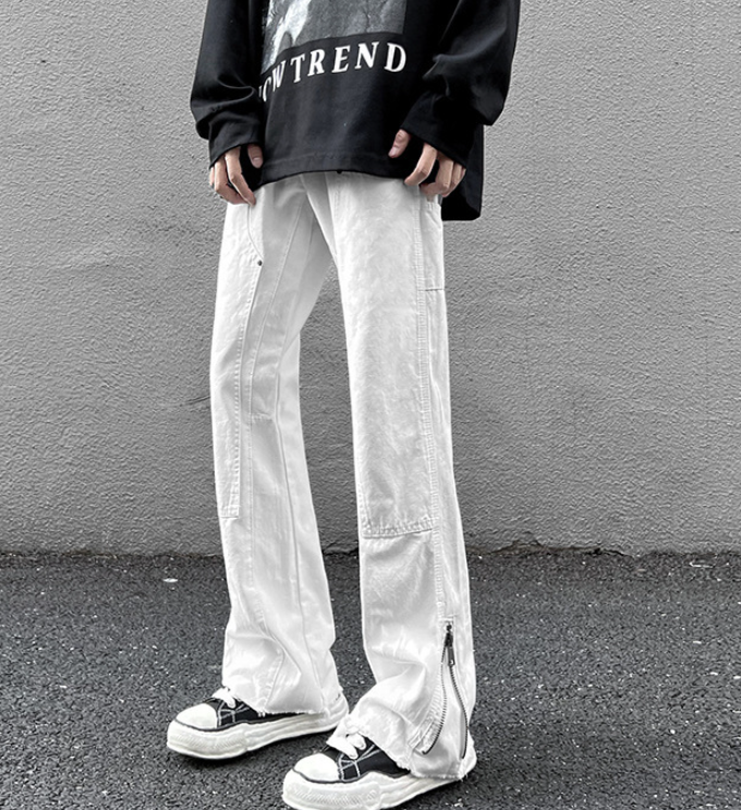 Vintage Street Structure Zip Loose Straight Jeans 2