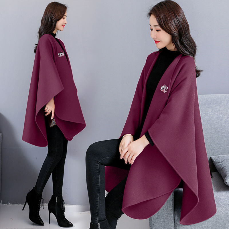 Fashion Longfengni Women's Woolen Cape Coat Image 6