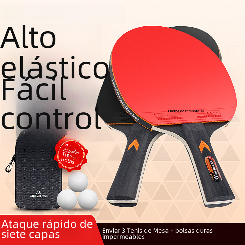 Fight F01 racket set beginner astringent anti-gum sponge two-beat three-ball set Poplar seven-layer table tennis racket image