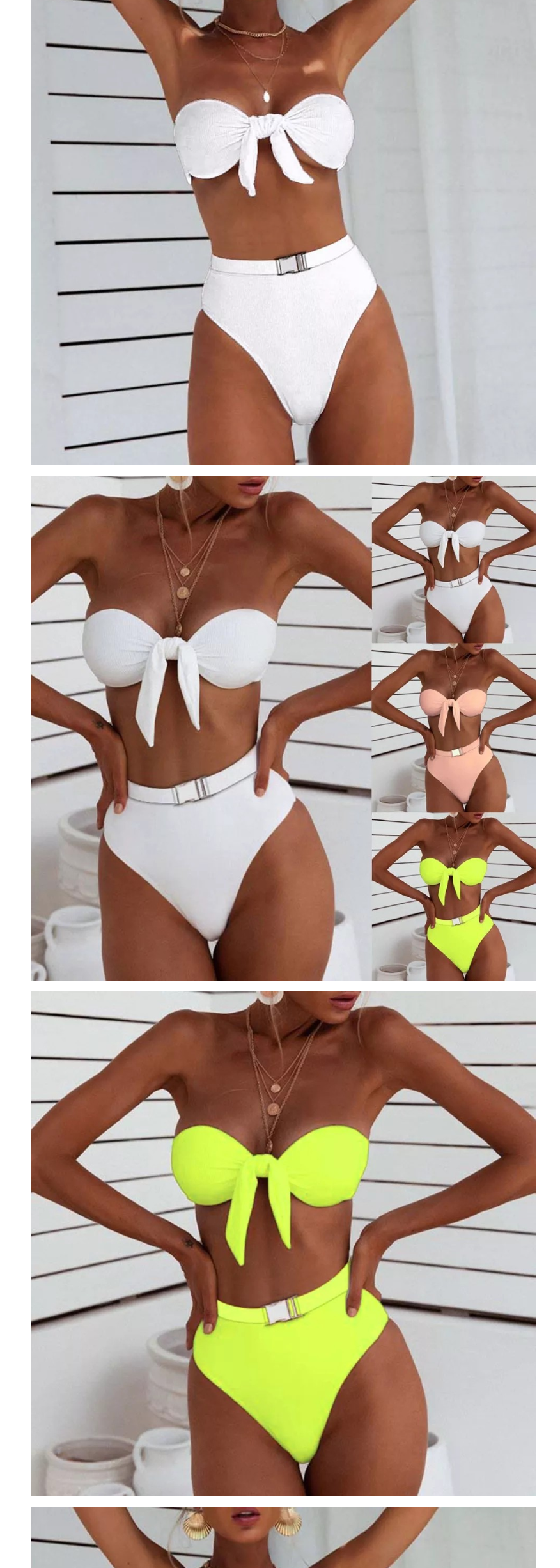 Pink Strapless Bowknot Swimwear