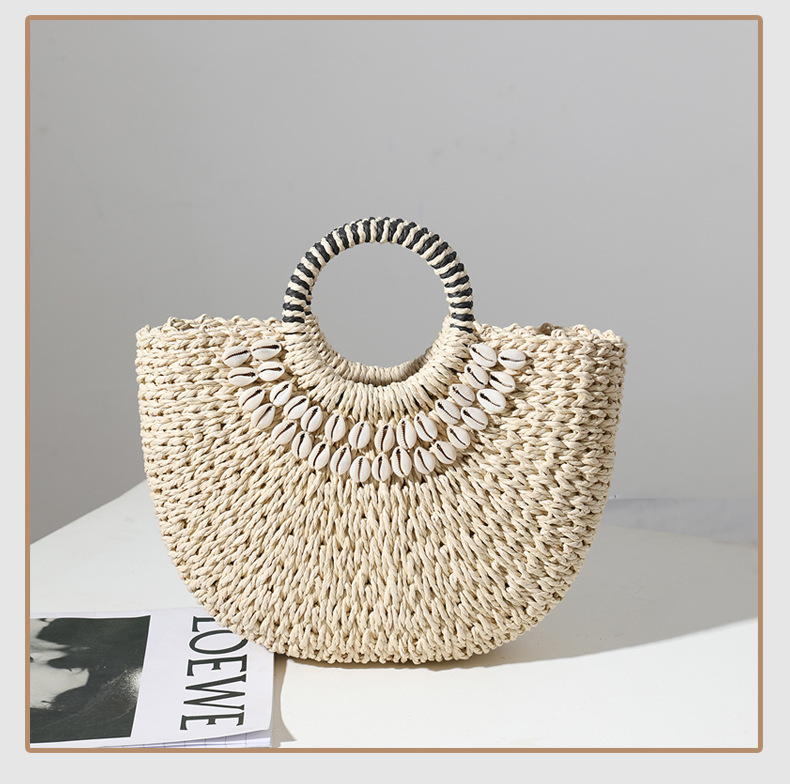 Hand-sewn shell bag - Beige