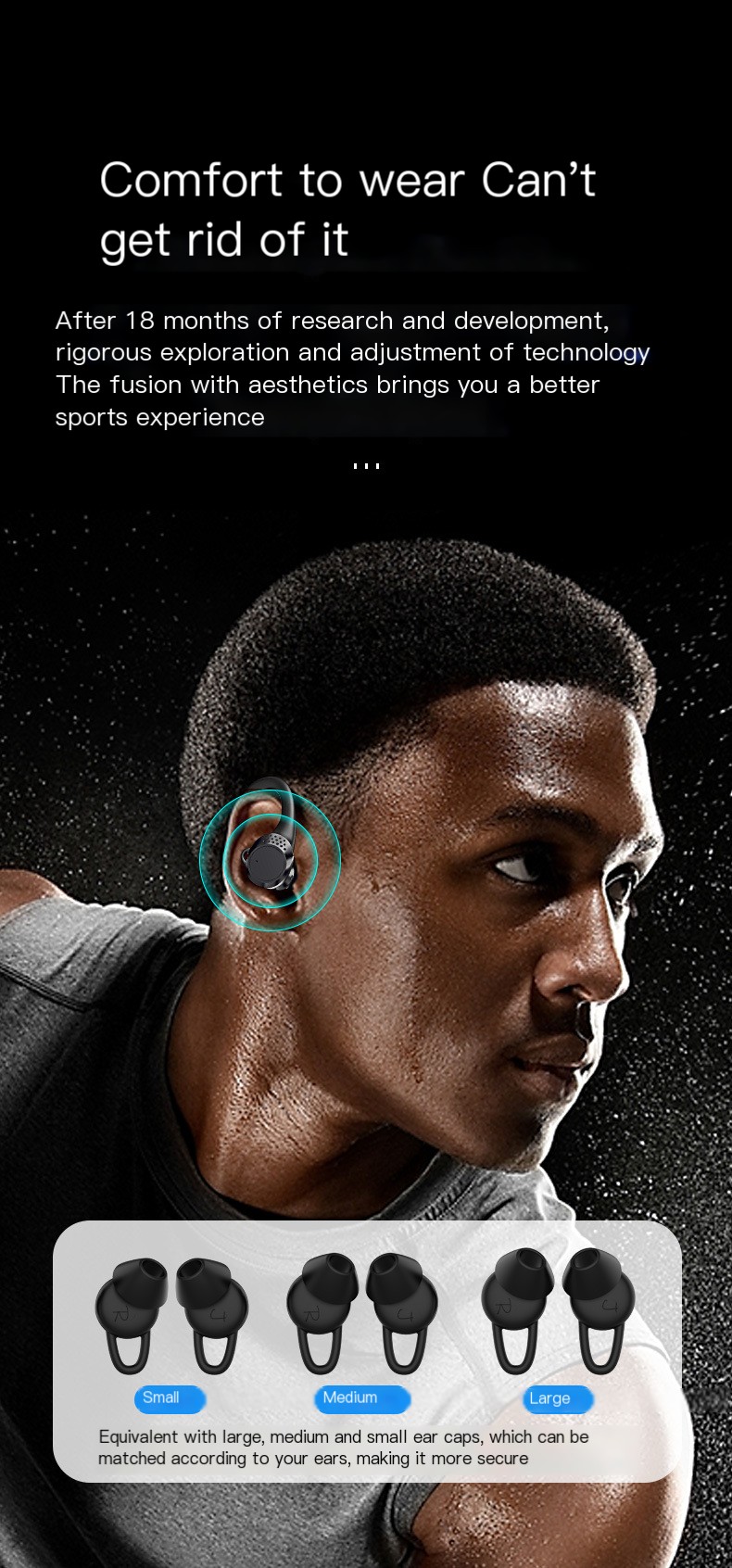 TWS Hanging Ear Wireless BT Headphones