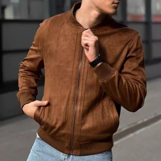 Casual suede solid color coat image