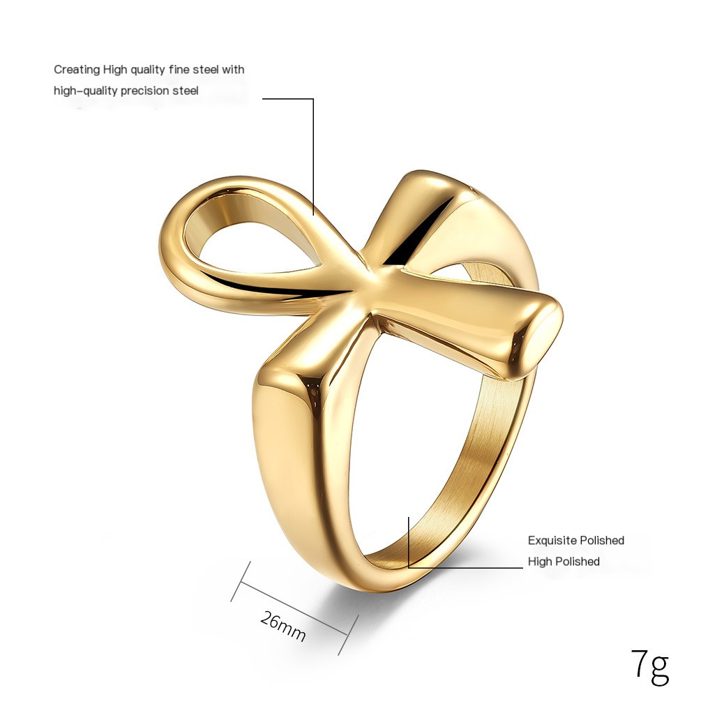 Stainless Steel Ankh Cross Ring