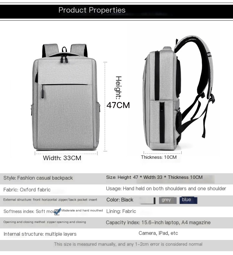 Business Anti-Theft Backpack - Light Grey