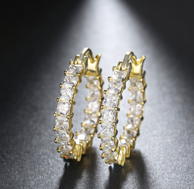 Stunning Gold Zirconia Ear Hoops