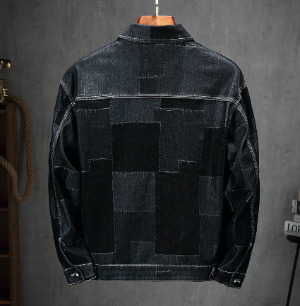 Men's Vintage Flocked Panel Denim Jacket 2