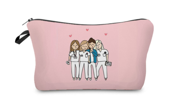 Cartoon Ladies Nurse Printed Cosmetic Bag 3