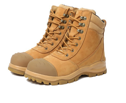 Steel toe zip safety boot pair — wheat EU sizes 38 to 48