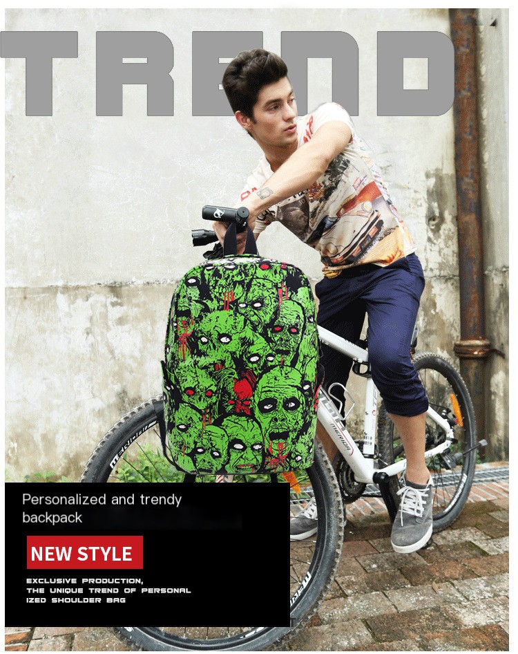 Trendy Skull Head Travel Sports Backpack - Dark Gray