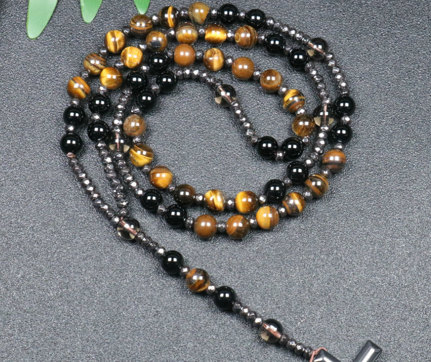 Natural Stone Cross Necklace