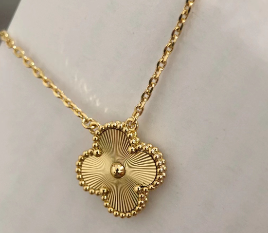 Double-Sided Lucky Clover Necklace - Platinum Laser