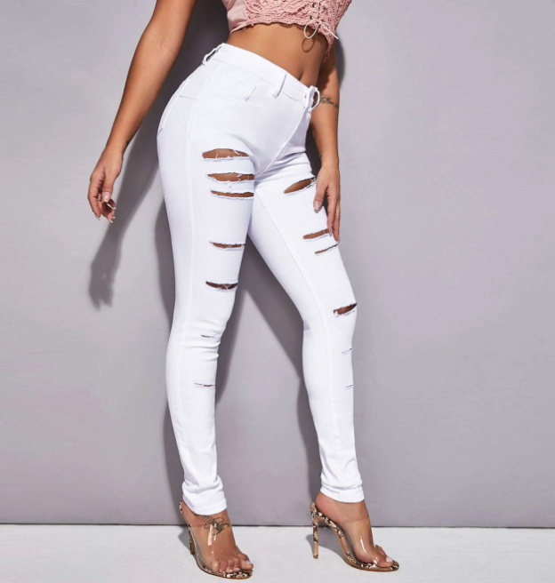 Dark Blue High Waist Skinny Jeans Image 6