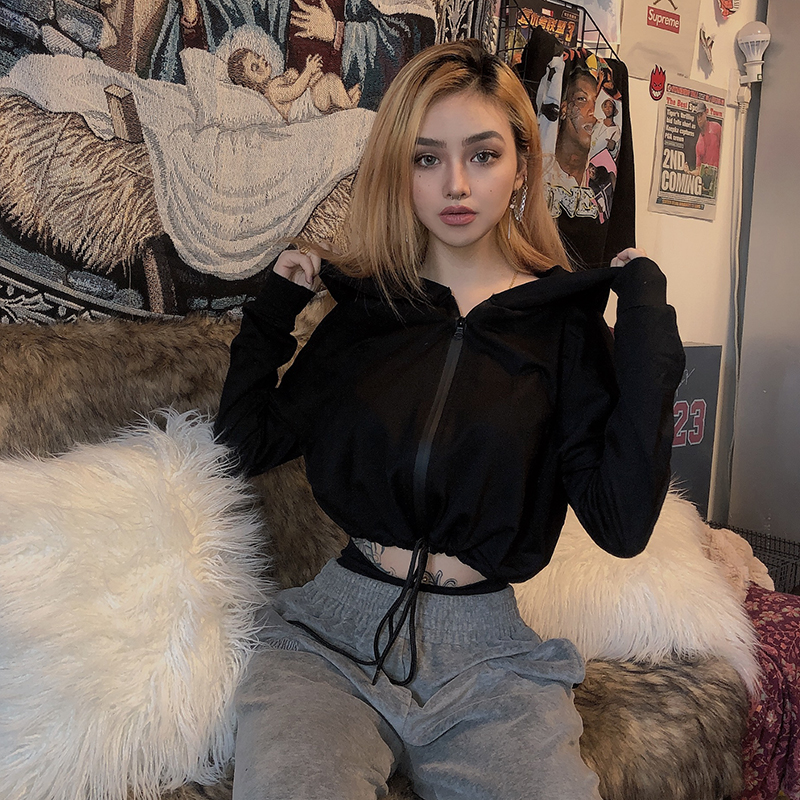 Hooded Cropped Sweatshirt Back View