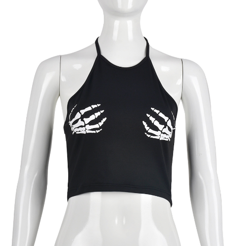 3D Ghost Hand Print Crop Top