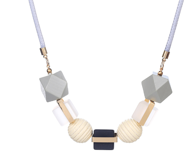 Pink Wooden Pendant Necklace