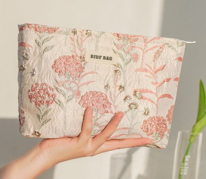 Cotton Floral Makeup Bathing Bag