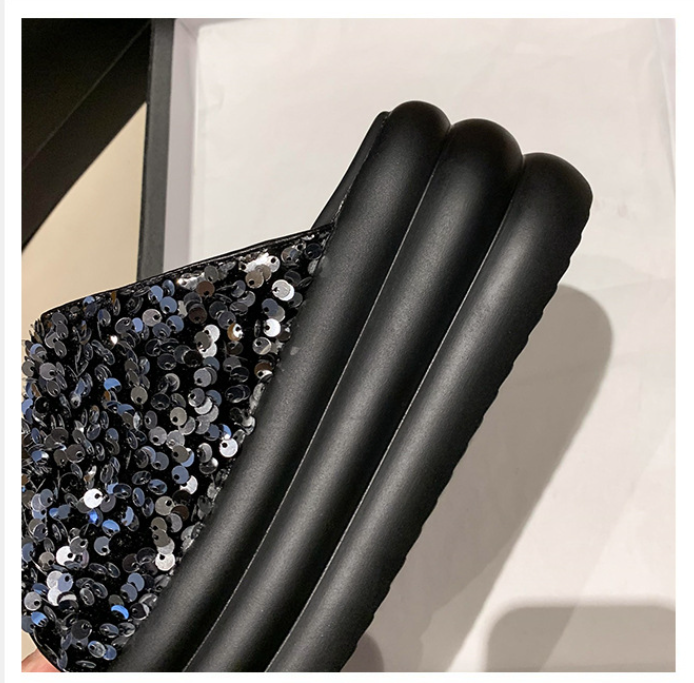 Glitter Platform Slide Sandals 3