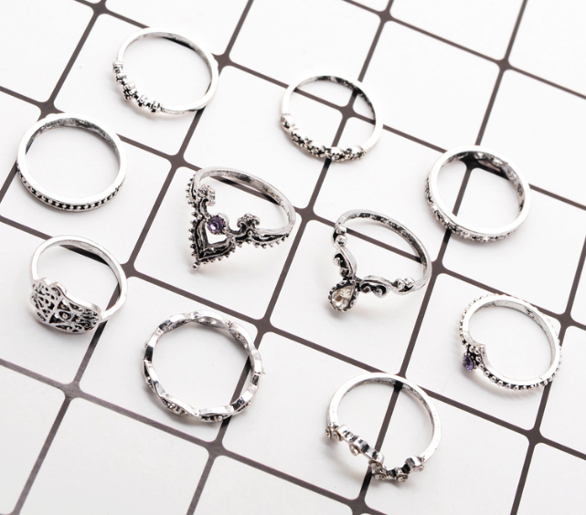 Purple Diamond Ring Set Image 4