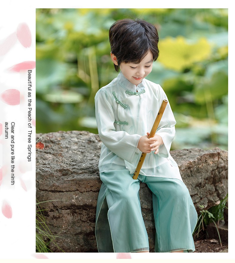 Boy's Hanfu children's clothing 2024 New Spring boy's ancient style spring clothes improved national style Tang suit spring and autumn performance clothes
