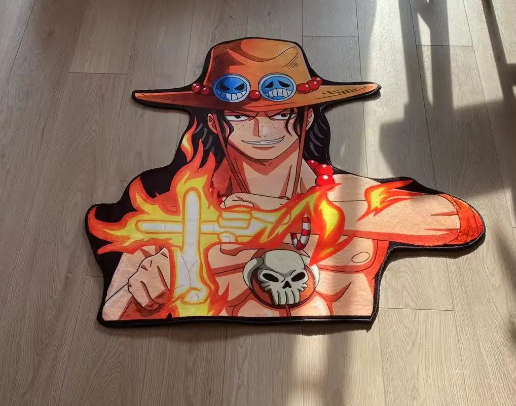 ONE PIECE Portgas·D· Ace Manga Irregualr Soft Carpets for Living Room Cartoon Rug Doormat Home Deco Children Kids Birthday Gift image
