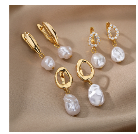 18K Gold-Plated Circular Pearl Earrings