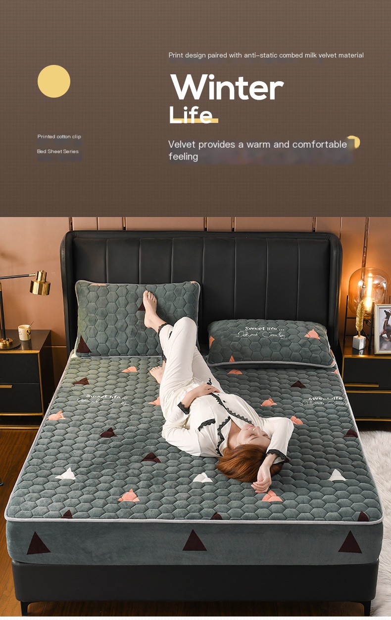Thick Milk Velvet Quilted Mattress Protector