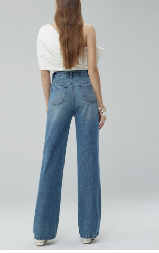 Women's Cat Whisker Washed Ripped Straight Leg Jeans 2