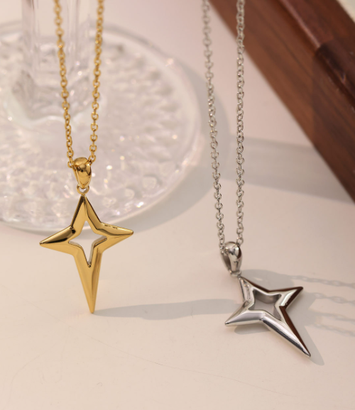 18 Karat Gold Plated Necklace with Shooting Star