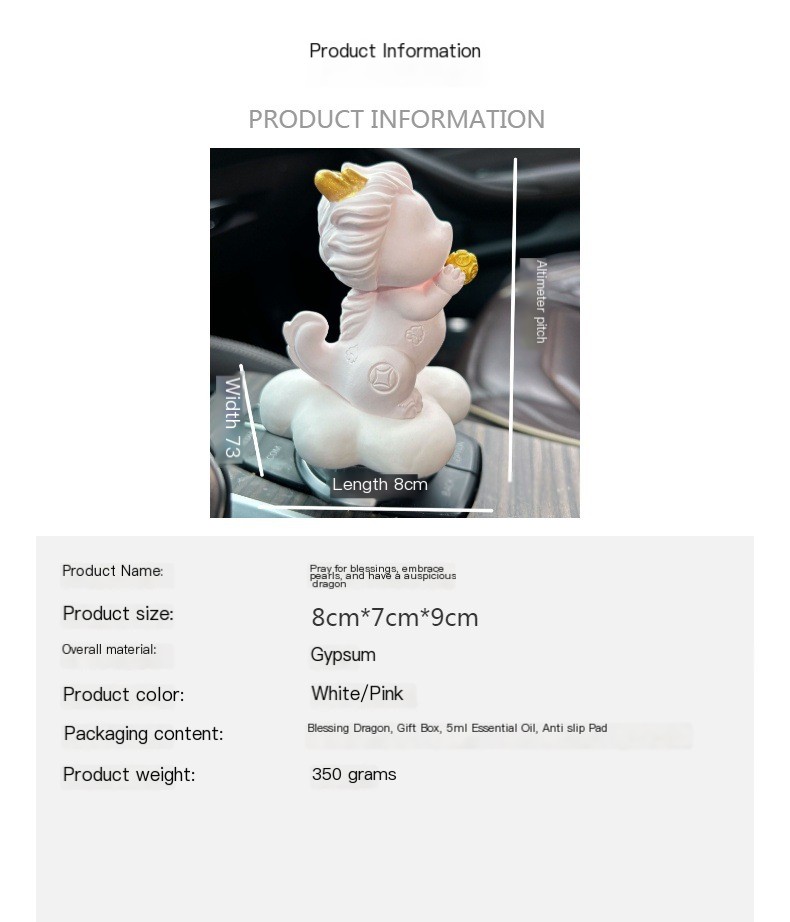 Creative Dragon Year blessing cute car aromatherapy decoration home decoration fragrance auspicious dragon plaster decoration gift