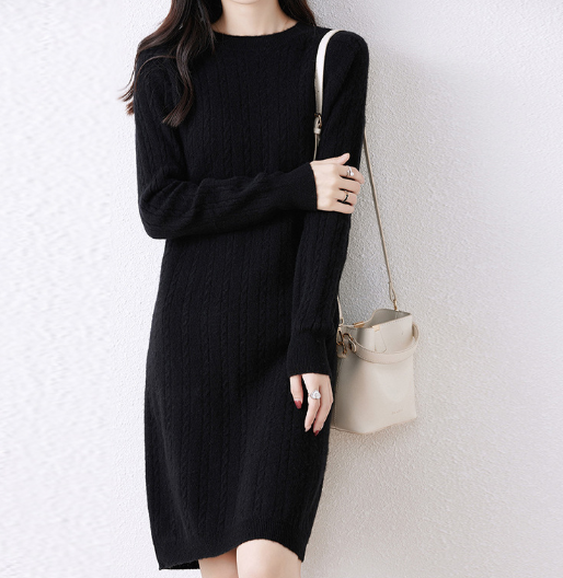 Round Neck Cable Knit Dress Image 3