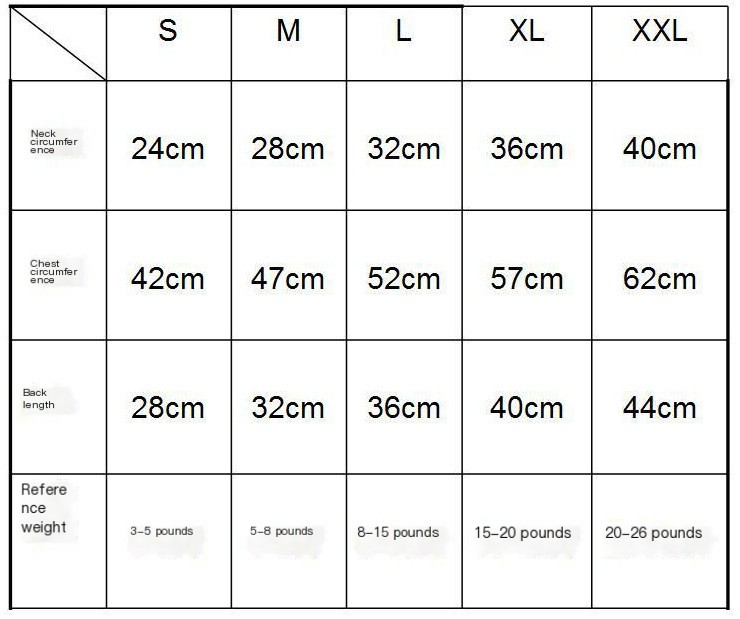 Size Chart 1