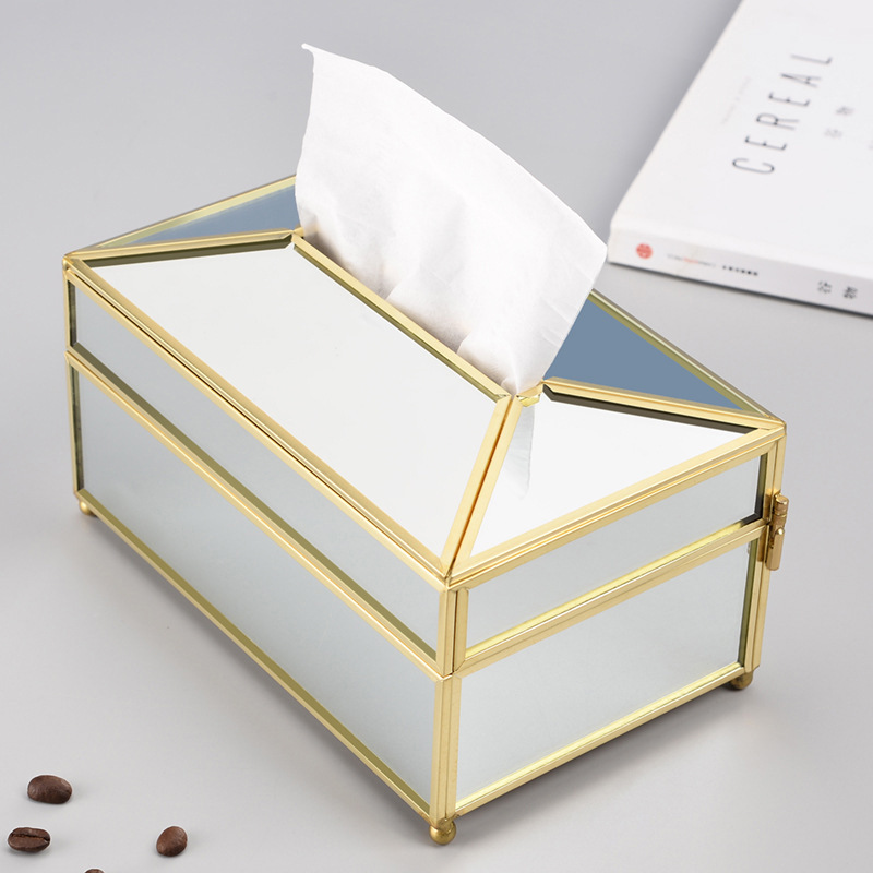 Brass Glass Tissue Box Image 6
