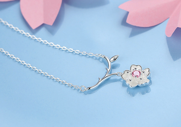 Cherry Blossom Necklace Purple