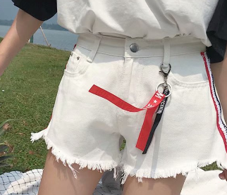 High-Waisted Denim Shorts Image 3