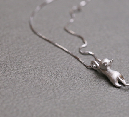 s925 silver necklace with cat pendant