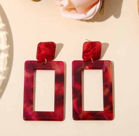 Acrylic Circle Earrings Red