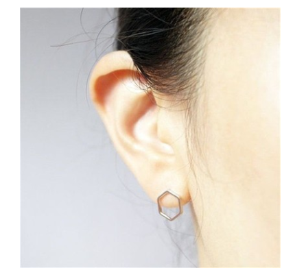 Gold Hexagonal Earrings