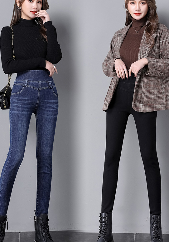 Fleece-lined denim pants 4