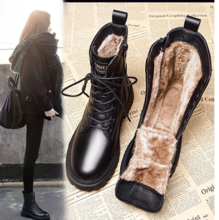 Delphine Black Leather Ankle Boots
