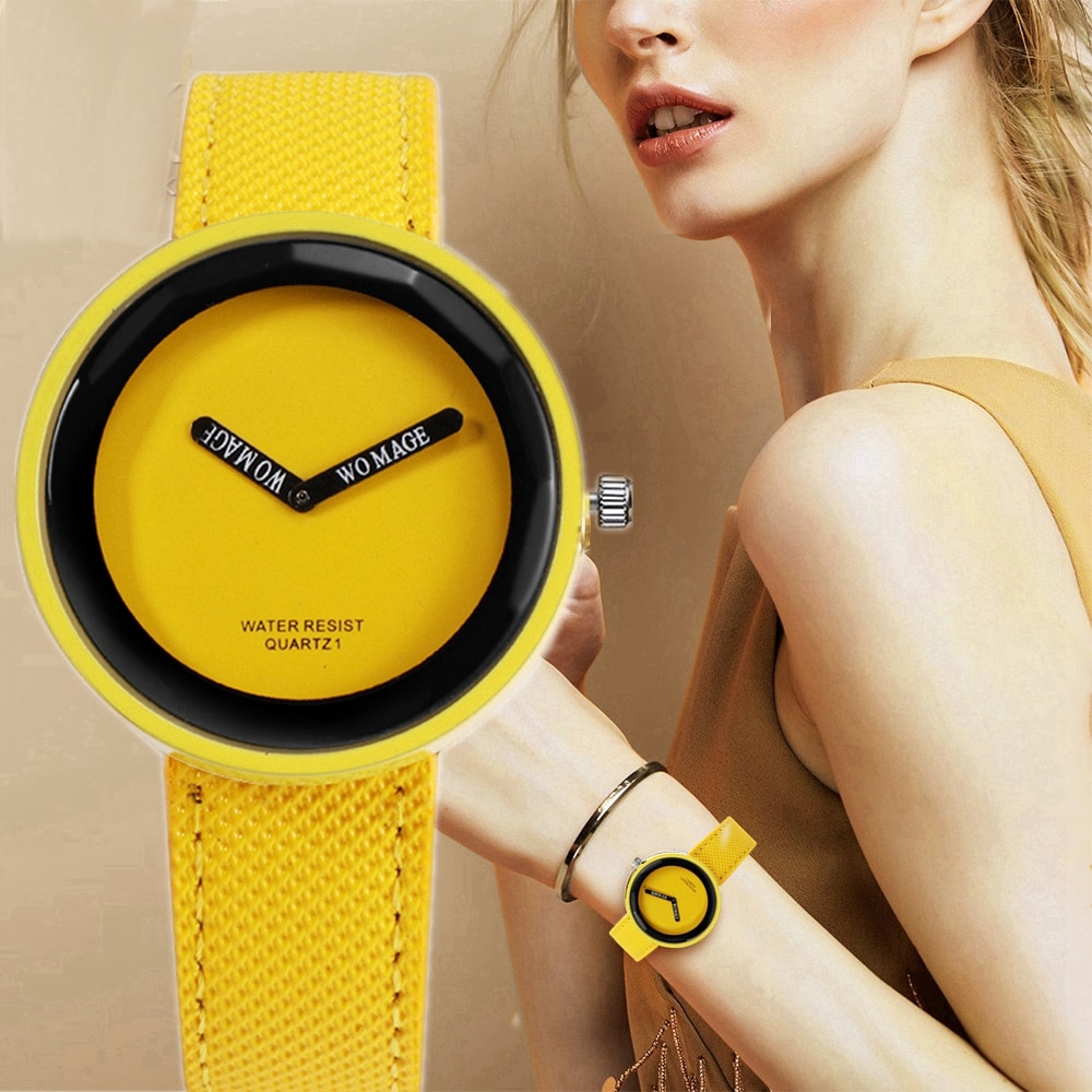 Minimalist Matte Leather Belt Watch - Orange
