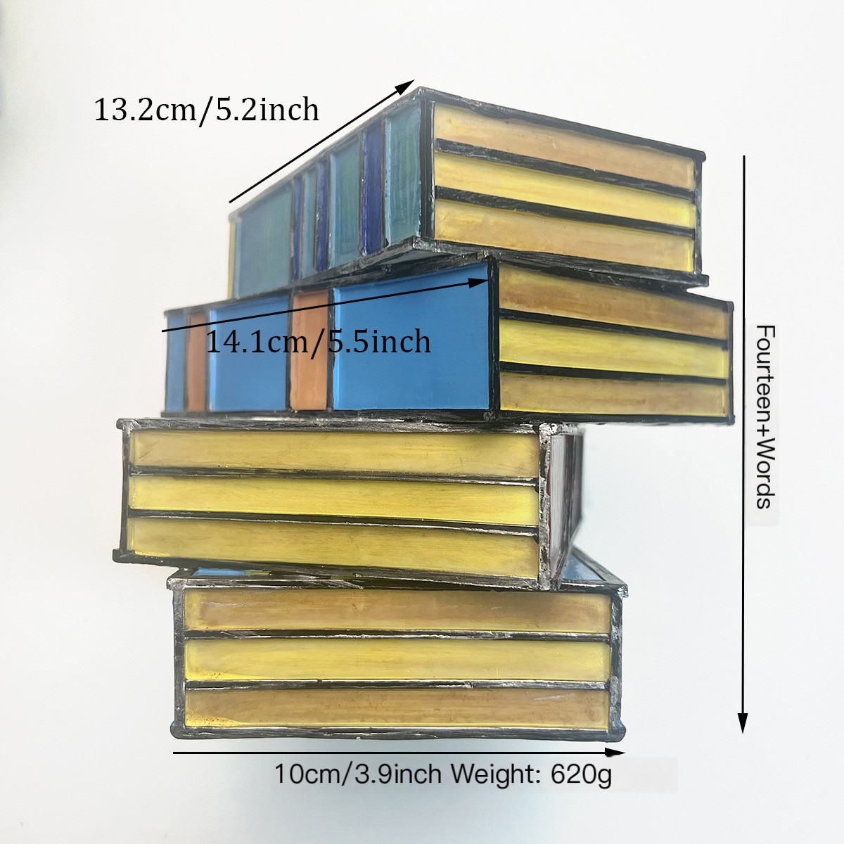 Stained Glass Stacked Books Lamp Detail