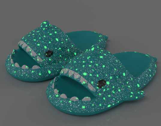 Starry Sky Luminous Shark Slippers
