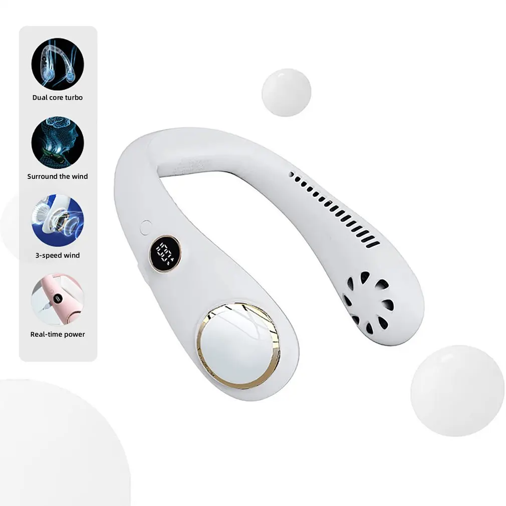 Portable Neck Fan in Use