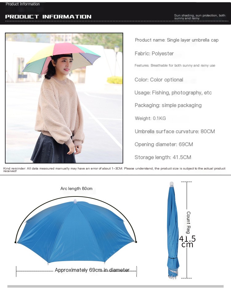 Double-layer Waterproof Fishing Hat Umbrella