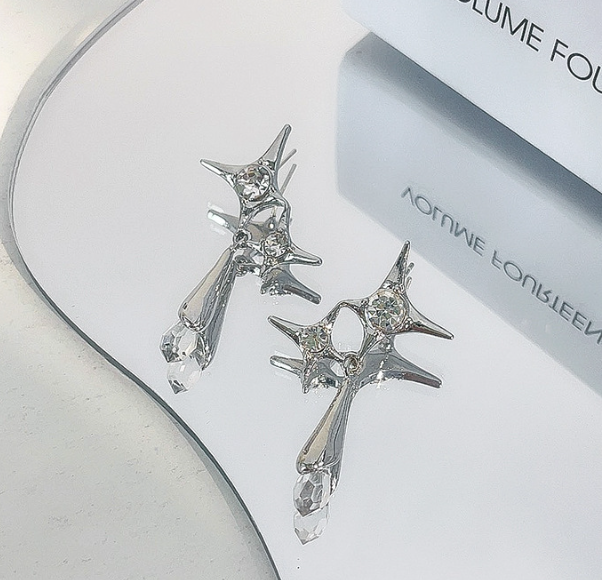 Detalle de Pendientes Cruz Estrella de Aguja
