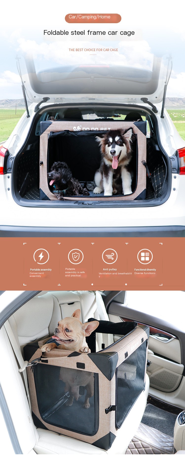 DODOPET Car Dog Cage 1