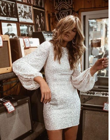 Puff Sleeve Dress - Back View