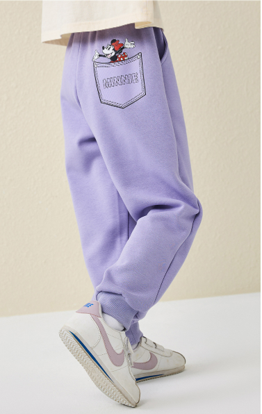 Disney children's clothing boys' knitted non-inverted velvet trousers 2023 autumn new spring and autumn fashion cartoon